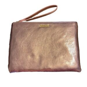 NEW Betsey Johnson Wristlet Pouch Metallic Pink Barbie Rose
